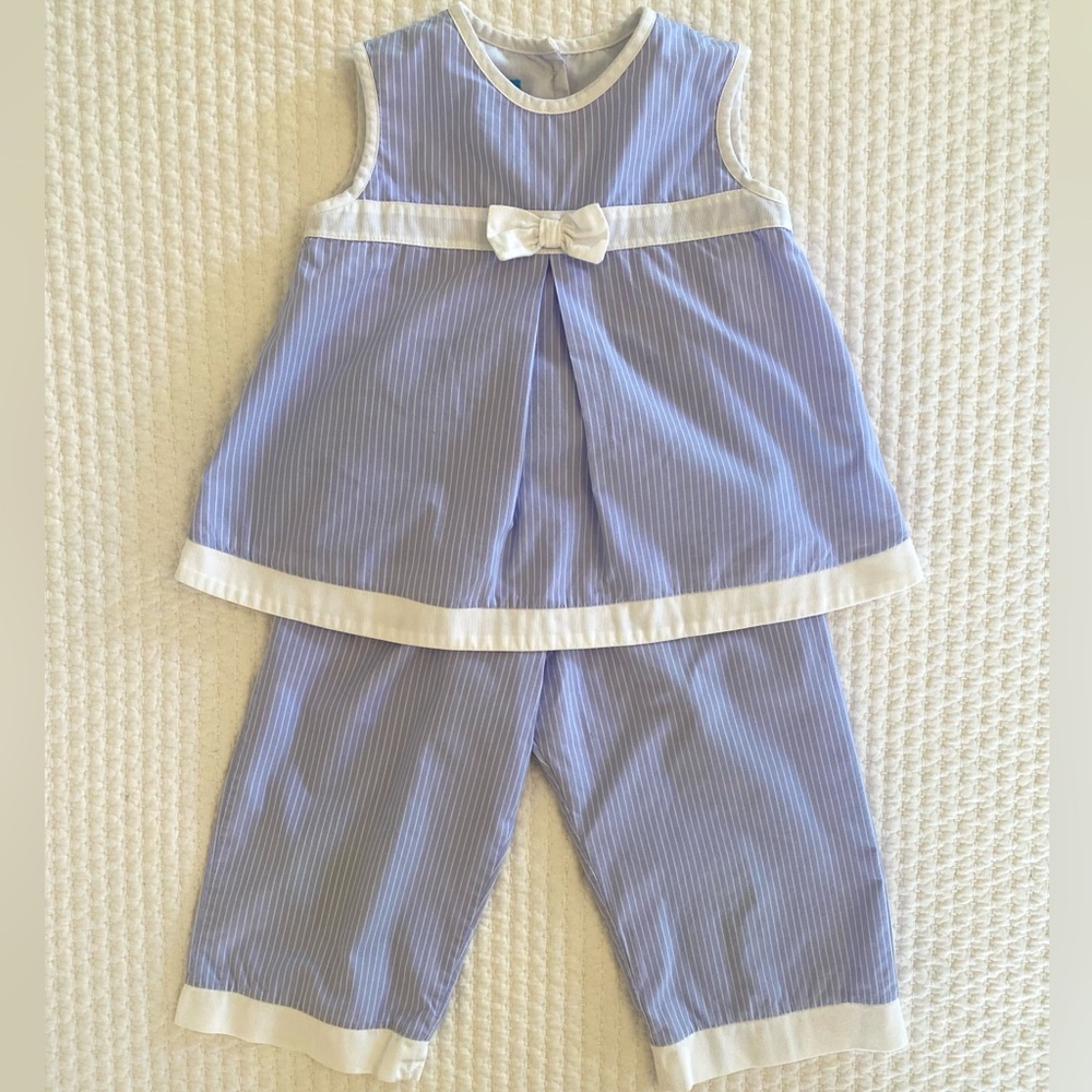 Anavini Girls’ Set, Blue with White Stripes, Size 4